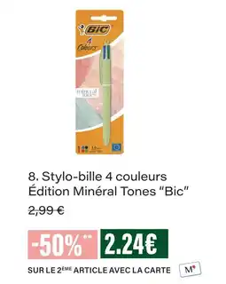 Monoprix Bic stylo-bille 4 couleurs édition minéral tones offre