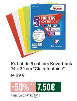 Monoprix Clairefontaine lot de 5 cahiers koverbook 24 x 32 cm offre