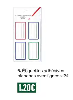 Monoprix Étiquettes adhésives blanches avec lignes x 24 offre