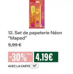 Monoprix Maped set de papeterie néon offre