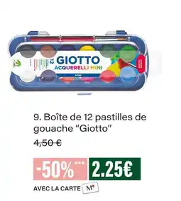 Monoprix Giotto boîte de 12 pastilles de gouache offre