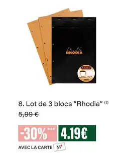 Monoprix Rhodia lot de 3 blocs offre