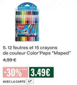 Monoprix Maped 12 feutres et 15 crayons de couleur color’peps offre