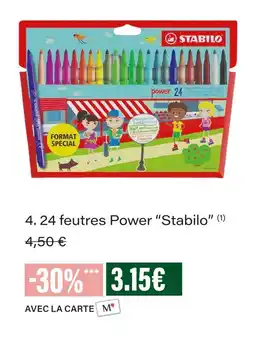 Monoprix Stabilo 24 feutres power offre