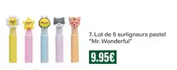Monoprix Lot de 5 surligneurs pastel mr. wonderful offre