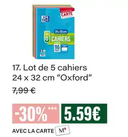 Monoprix Oxford lot de 5 cahiers 24 x 32 cm offre