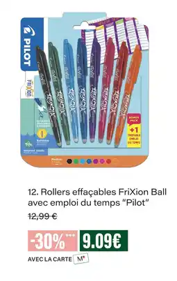 Monoprix Pilot rollers effaçables frixion ball avec emploi du temps offre