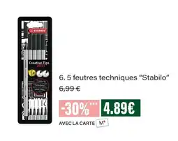 Monoprix Stabilo 5 feutres techniques offre