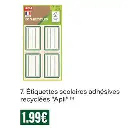 Monoprix Apli étiquettes scolaires adhésives recyclées offre