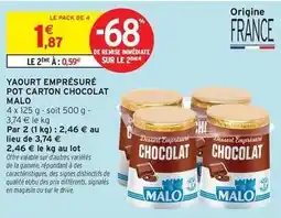Intermarché Express Signal - yaourt emprésuré pot carton chocolat offre