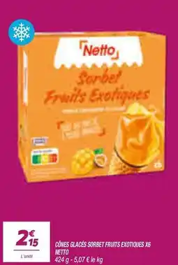 Netto Netto - cones glaces sortbet fruits exotiques offre