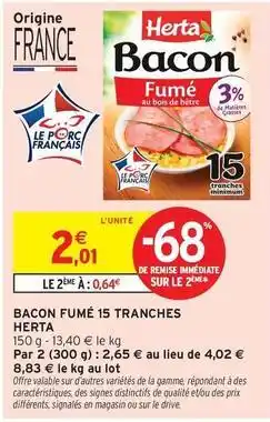 Intermarché Herta - bacon fume 15 tranches offre