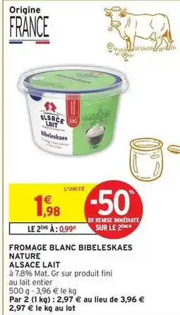 Intermarché Fini - fromage blanc bibeleskaes nature offre