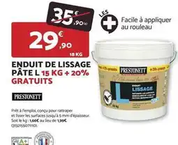 Bricomarché Facile - enduit de lissage pâte l 15 kg +20% gratuits offre