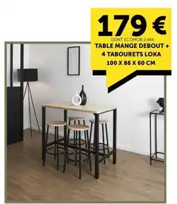 Centrakor Table mange debout + 4 tabourets loka offre