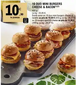 E.Leclerc 10 DUO MINI BURGERS CHEESE & BACON offre