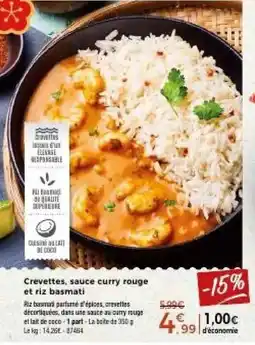 Thiriet Crevettes sauce curry rouge et riz basmati offre