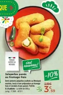 Thiriet Jalapeños panés au fromage frais offre