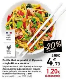 Thiriet Poêlée thai au poulet et légumes, spaghetti au curcuma offre