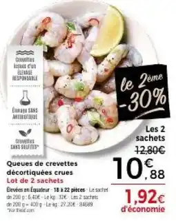 Thiriet Queues de crevettes décortiquées crues offre