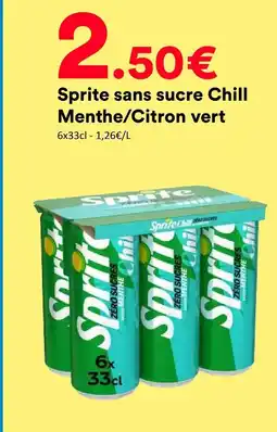 Hmarket Sprite sprite sans sucre chill menthe/citron vert offre