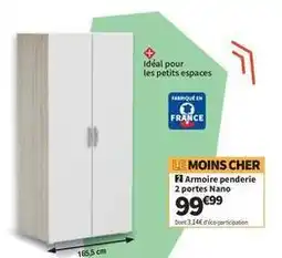 Conforama Armoire penderie 2 portes nano offre