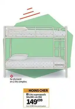 Conforama Lits superposés 90x190 cm olé offre