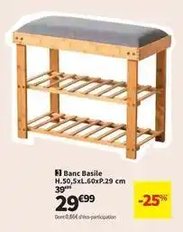 Conforama Banc basile h.50.5xl.60xp.29 cm offre
