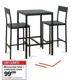 Conforama Ensemble table + 2 tabourets jamie offre