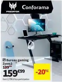 Conforama Bureau gaming zyon 2 offre