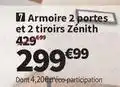Conforama Armoire 2 portes et 2 tiroirs zenith offre