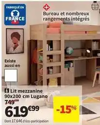 Conforama Lit mezzanine 90x200 cm lugano offre