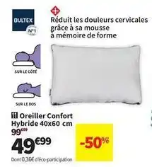 Conforama Bultex - oreiller confort hybride 40x60 cm offre