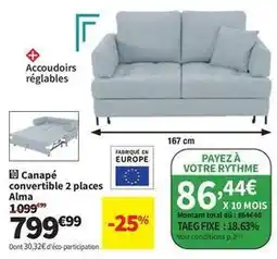 Conforama Total - canapé convertible 2 places alma offre