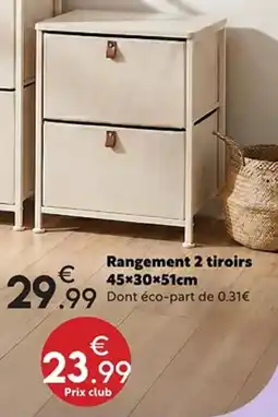 Maxi Bazar Rangement 2 tiroirs offre