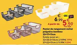 Maxi Bazar Panier de rangement métal poignées bambou offre
