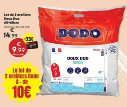 Maxi Bazar Dodo Lot de 2 oreillers Doux Duo offre