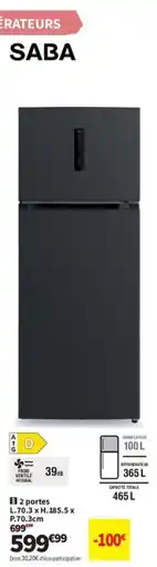 Conforama SABA Réfrigérateur offre