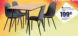 Conforama TONY ENSEMBLE TABLE + 4 CHAISES offre