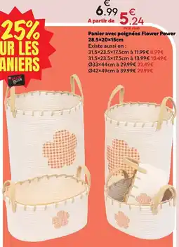 Maxi Bazar Flower Power Panier avec poignées offre