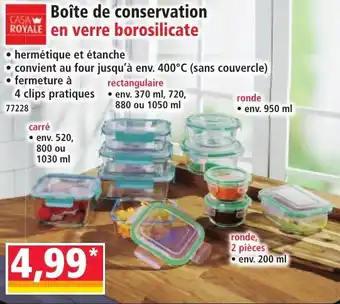 Norma CASA ROYALE Boîte de conservation en verre borosilicate offre
