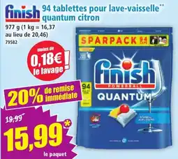 Norma finish tablettes pour lave-vaisselle quantum citron offre