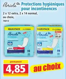 Norma floriola Protections hygiéniques pour incontinences offre