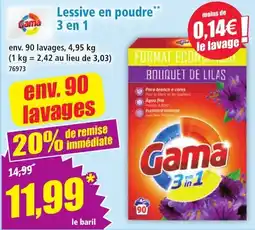 Norma Gama Lessive en poudre 3 en 1 offre