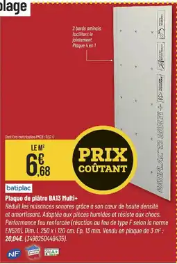 Bricorama batiplac Plaque de plâtre BA13 Multi+ offre