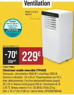 Bricorama TECTRO Climatiseur mobile réversible TPH4026 offre