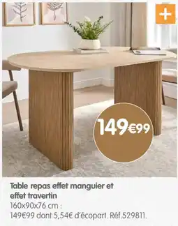 b&m Table repas effet manguier et effet travertin offre