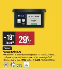 Bricorama Nuance Peinture MONOCRÈME offre