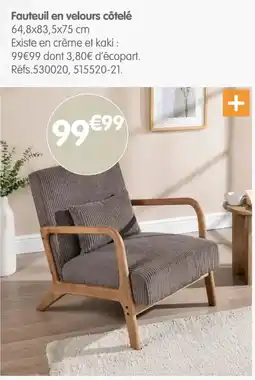 b&m Fauteuil en velours côté offre