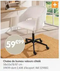 b&m Chaise de bureau velours côtelé offre